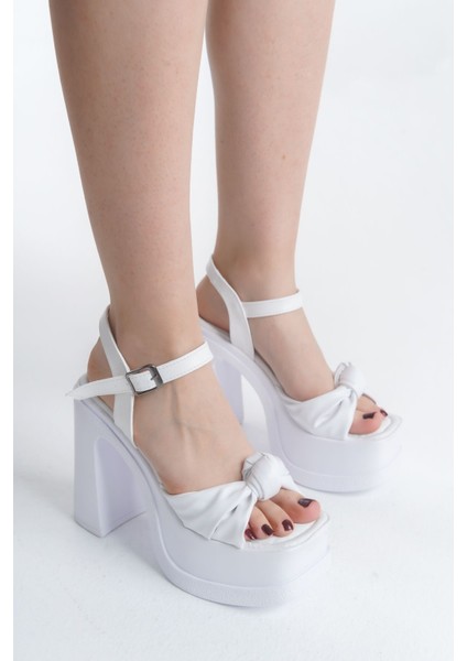 Yüksek Platform Dolgu Topuk Düğüm Şeritli Cilt Tokalı Yazlık Kadın Dolgu Taban Sandalet Ayakkabı fırsatları