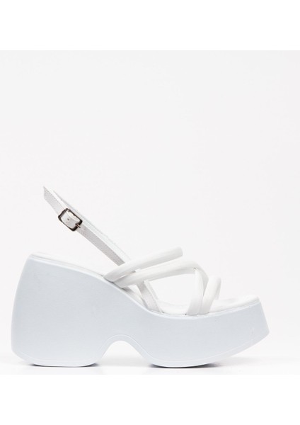 Nude Yüksek Taban Yandan Tokalı Çapraz Dört Ince Şeritli Önü Açık Yazlık Kadın Sandalet Ayakkabı fiyatları