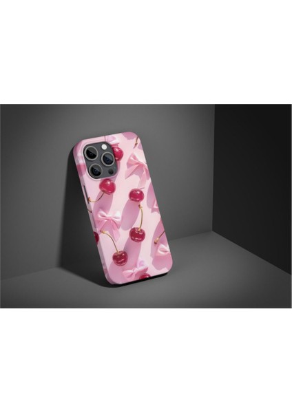 Cherry Pembe Kiraz iPhone Tüm Modellere Uyumlu Kılıf iPhone 6,7,8,x,11,12,13,14,15,16 Plus
