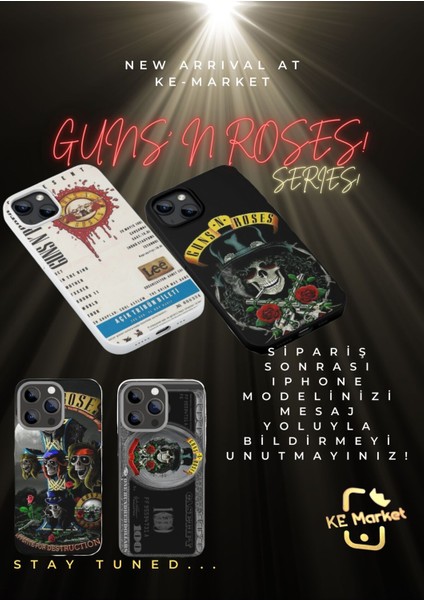 Guns N Ross Series iPhone Tüm Modellere Uyumlu Kılıf iPhone 6,7,8,x,11,12,13,14,15,16 Plus modelleri