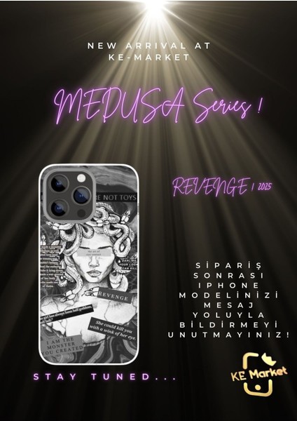 Medusa Series iPhone Tüm Modellere Uyumlu Kılıf iPhone 6,7,8,x,11,12,13,14,15,16 Plus
