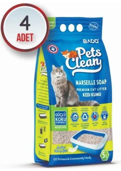 Bado Pets Clean Kedi Kumu Sabun Kokulu 5 Lt * 4 Adet