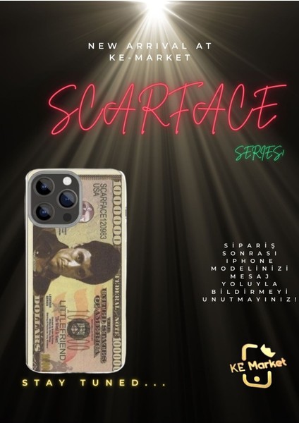 Scarface 1 Million iPhone Tüm Modellere Uyumlu Kılıf iPhone 6,7,8,x,11,12,13,14,15,16 Plus