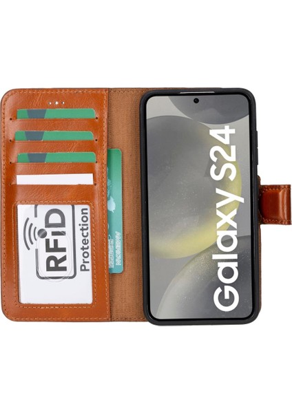 Samsung Galaxy S24 Uyumlu, Deri Cüzdanlı Kılıf, Efektli Taba fırsatları