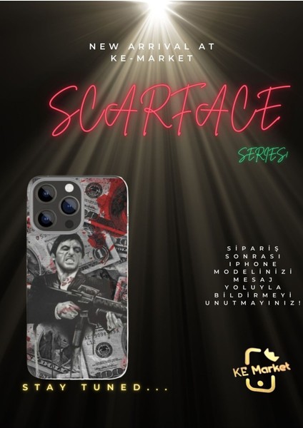 Scarface Series iPhone Tüm Modellere Uyumlu Kılıf iPhone 6,7,8,x,11,12,13,14,15,16 Plus
