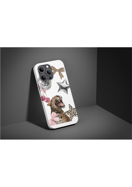Leopar Kiraz iPhone Tüm Modellere Uyumlu Kılıf iPhone 6,7,8,x,11,12,13,14,15,16 Plus