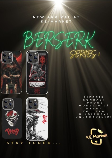 Berserk Series iPhone Tüm Modellere Uyumlu Kılıf iPhone 6,7,8,x,11,12,13,14,15,16 Plus modelleri