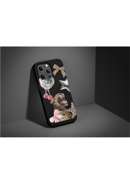 Leopar Kiraz iPhone Tüm Modellere Uyumlu Kılıf iPhone 6,7,8,x,11,12,13,14,15,16 Plus