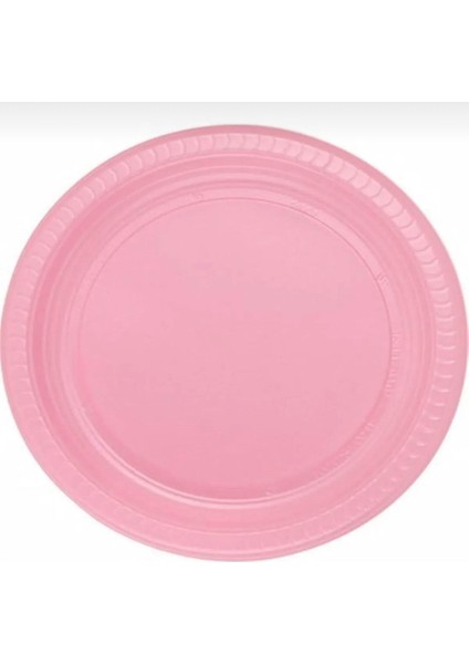 Plastik Tabak Bardak Çatal Seti 25'li Kullan At Piknik Seti Pembe Tabak Pembe Çatal