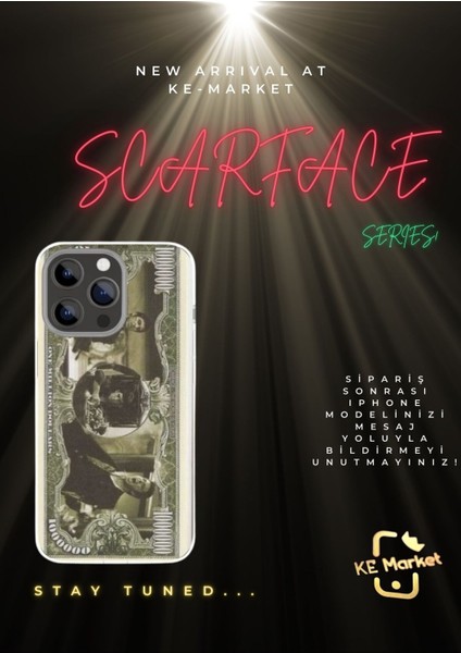 Tony Montana Scarface iPhone Tüm Modellere Uyumlu Kılıf iPhone 6,7,8,x,11,12,13,14,15,16 Plus
