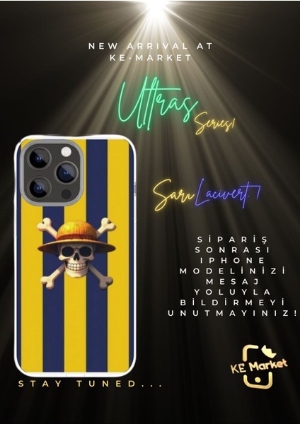 Sarı Lacivert Ultras Series iPhone Tüm Modellere Uyumlu Kılıf iPhone 6,7,8,x,11,12,13,14,15,16 Plus
