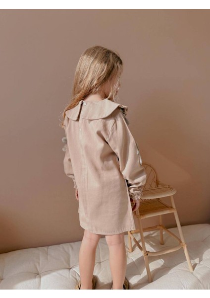 Yigit Butik Çiçekli Gabardin Kumaş Kız Çocuk Elbise