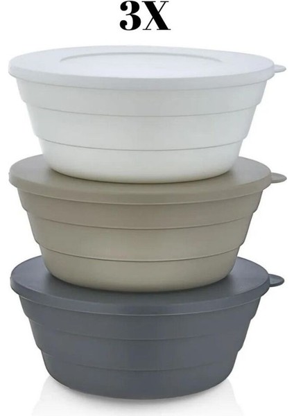3'lü Saklama Kabı - Vakumlu Saklama Seti - Kahvaltı Çerez Kahve Koruma Kabı- 350 ml x 3