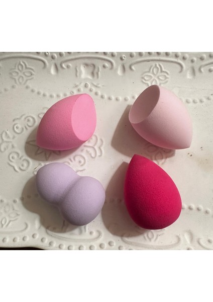 Pembe Tonları 4'lü Plastik Kutulu Makyaj Sünger Seti