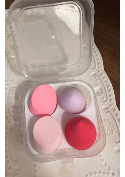 Pembe Tonları 4'lü Plastik Kutulu Makyaj Sünger Seti