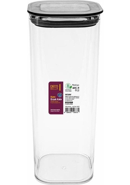 3 Adet Erzak Saklama Kabı Seti Kare Bakliyat Saklama Kabı 1.7 Lt