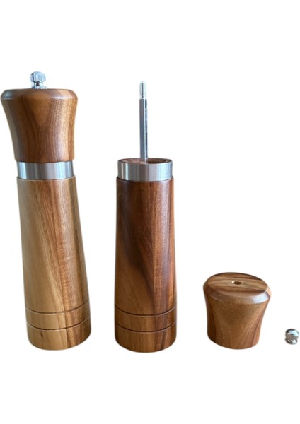 Akasya Komple Ahşap Tuz Karabiber Değirmeni Baharat Öğütücüsü 21 Cm - 2 Adet - 393 fırsatları