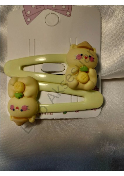 Sarı Renk Kedili Çıtçıtlı Toka