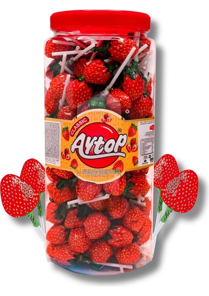 Klasik Çilek Aromalı Lolipop 14 gr x 100 Adet