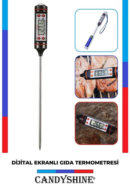 Daldırma Tipli Süt Mama Yoğurt Çorba Mayalama Dijital Mutfak Gıda Yemek Termometresi