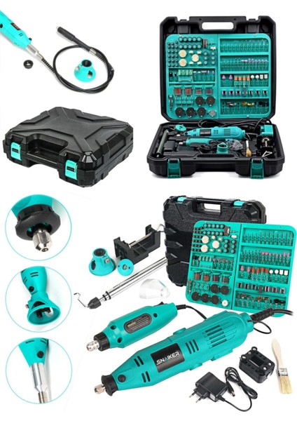 Alman 400 Watt 352 Parça 60.000 Rpm 6 Kademe Devir Ayarlı Hobi Gravür Seti Mini Taşlama Makinesi