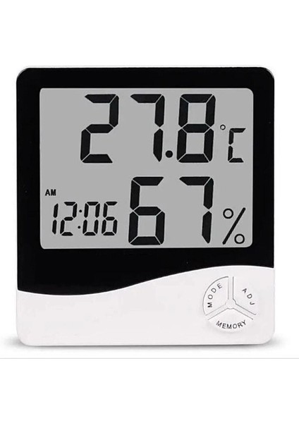 Dijital Termometre Sıcaklık ve Nem Ölçer Masa Saati Alarm