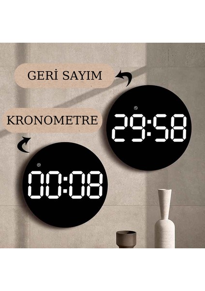 Trenstore 10 Inç Ev Dekorasyonu Yuvarlak LED Akıllı Kumandalı Takvim Duvar Saati