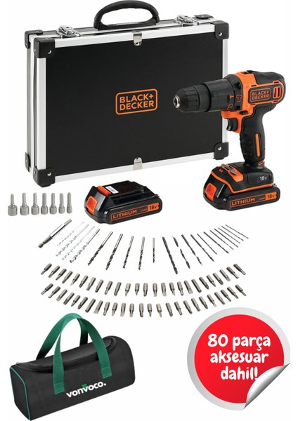 18V 1.5 Ah Li-Ion Şarjlı Darbeli Matkap Çift Akülü Kömürsüz Vidalama