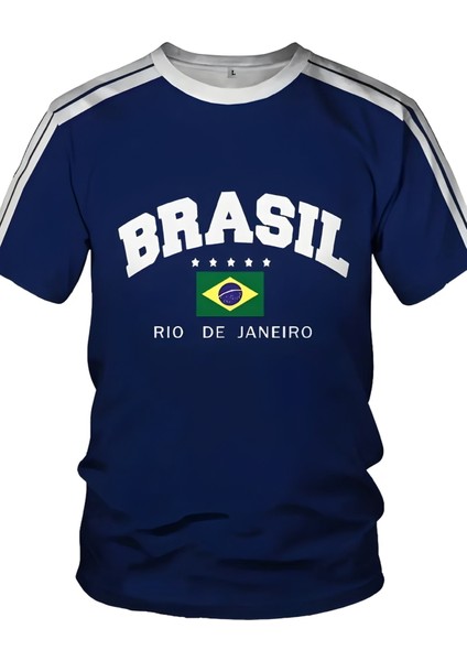Yeni Sezon Unisex Omuz Detaylı Brasil Baskılı Oversize T-Shirt fiyatları