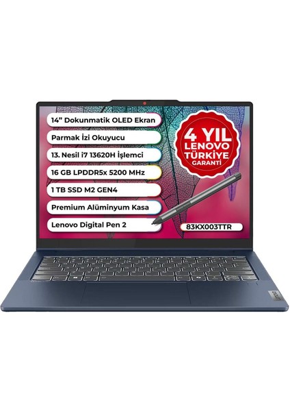 Ideapad Slim 5 Case 2 In 1 Intel Core I7-13620H 16 GB 1 Tb SSD Freedos 14 Inç 83KX003TTR