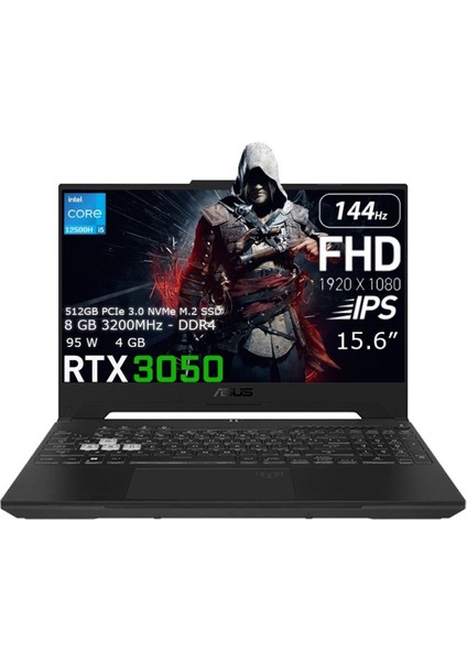 Tuf Gaming F15 FX507ZC4-HN363 I5-12500H 8gb 512GB SSD Rtx 3050 (95W) 15.6" 144Hz IPS Panel Fhd Fdos
