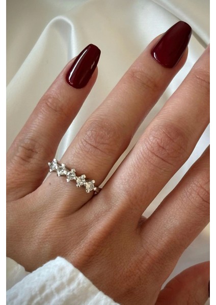 Klasik Mini Zirkon Taşlı 5 Taş Ayarlanabilir Kadın Yüzük fiyatları