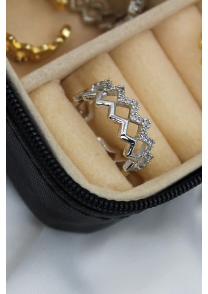 Wave Tasarım Zirkon Taşlı Ayarlanabilir Kadın Yüzük modelleri