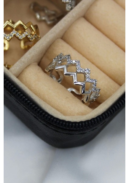 Wave Tasarım Zirkon Taşlı Ayarlanabilir Kadın Yüzük fırsatları