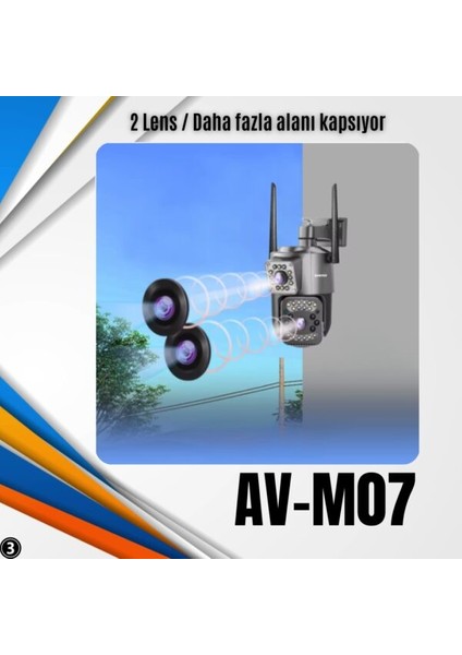 AVENİR AV-M07 4MP (2*2MP) 2 Kameralı 4G Sim Kartlı IP PTZ Kamera V380 PRO App