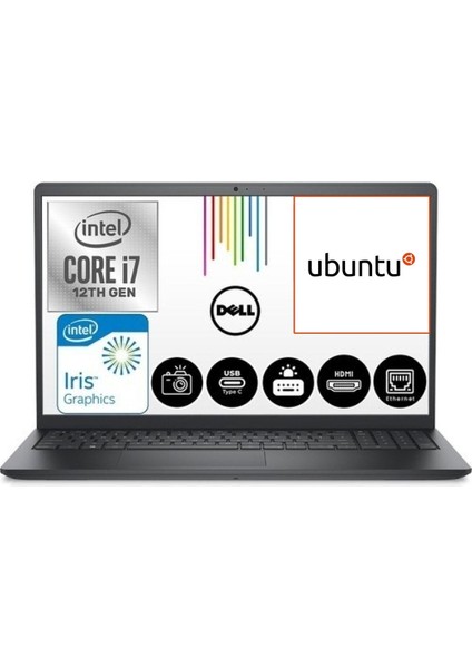 Inspiron 3520 I7-1255U 8gb 512GB SSD 15.6" Fhd Ubuntu Taşınabilir Bilgisayar I35201013U
