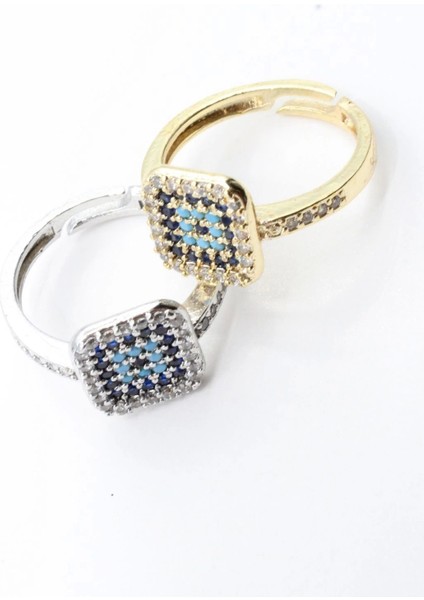 Princess Nazar Boncuğu Tasarım Zirkon Taşlı Ayarlanabilir Kadın Yüzük fırsatları