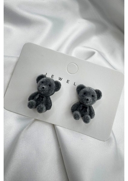 Ünlü Model Peluş Ayıcık Gümüş Iğneli Kadın Bijuteri Küpe modelleri