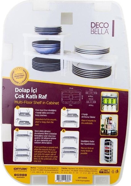 2'li Beyaz Dolap Içi Çok Katlı Raf Tabak Bardak Baharatlık Banyo Mutfak Rafı