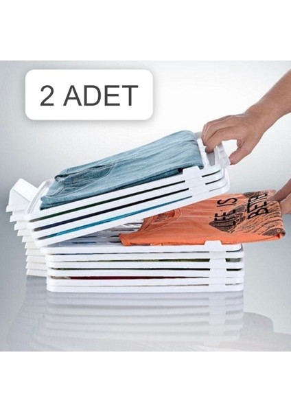 2 Adet Pratik Dolap I?çi Tişört, Gömlek, Elbise ve Pantolon Düzenleyici Raf Organizer