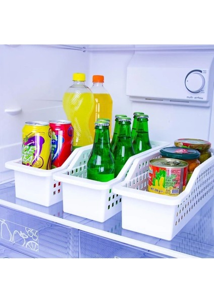 6'lı Organizer Dolap Içi Düzenleyici Sepet, 6 Adet Kaliteli Plastik Buzdolabı Raf Düzenleme Beyaz