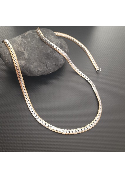 Çelik Çift Renk Erkek Zincir Kolye