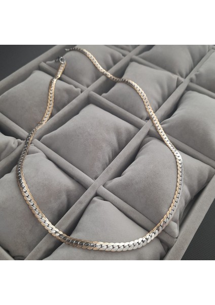 Çelik Çift Renk Erkek Zincir Kolye modelleri