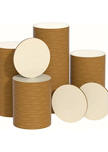 Lazer Kesim 8mm Kontrplak Yakma ve Boyama Tahtası 10 cm (5’li Set)
