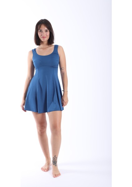 Kadın Düz Elbise Mayo Şortlu 38-52