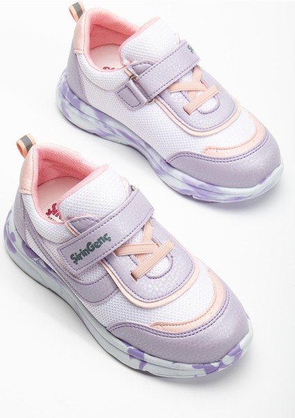 Şiringenç Ortopedik Kız Çocuk Spor Ayakkabı Lila Cırtlı Anorak Malzeme