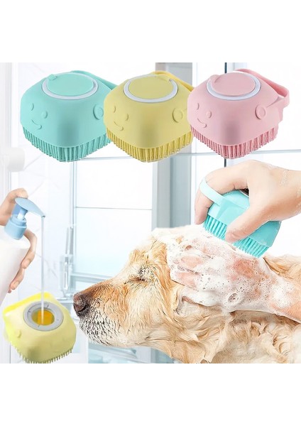 Kedi Köpek İçin Dağıtıcı Hazneli Silikon Şampuanlama / Banyo Fırçası