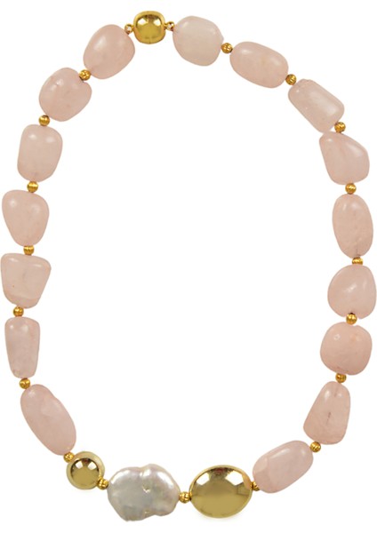 Doğal Pembe Quartz Kolye - Işlenmemiş Gerçek Inci Detaylı