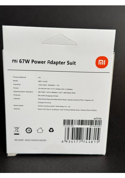 Mi 67W (Watt) Hızlı Şarj Aleti Adaptörü Kablo Seti fiyatları