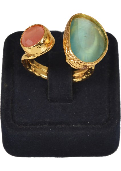 Aventurin ve Güneş Taşı Ayarlanabilir Yüzük – Şık ve Zarif Tasarım